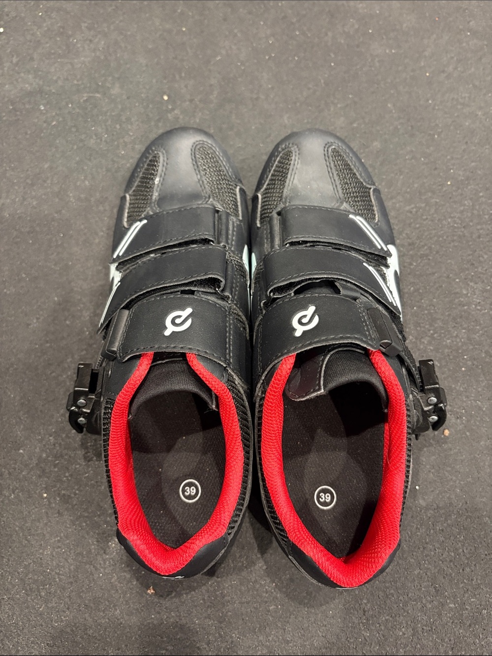 Peloton Women’s Black Cycling Shoes with Red Lining